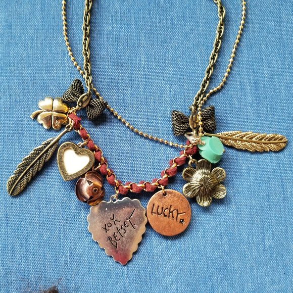 🐴🍀🪶Betsey Johnson Equestrian "Lucky" Double-Cha Charm Necklace - EPC🪶🍀🐴 - Picture 7 of 9